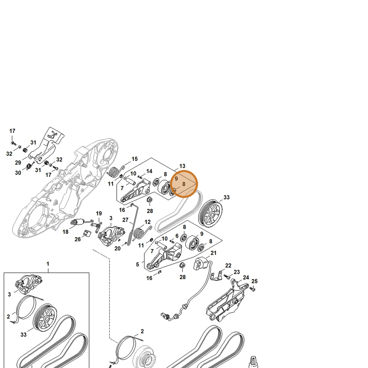 STIHL part 4238-691-0600 — IPL diagram snippet (6x zoom, amber highlight)