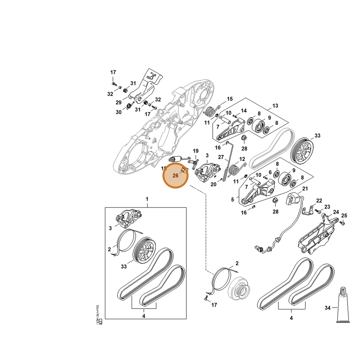 STIHL part 4238-691-1300 — IPL diagram snippet (6x zoom, amber highlight)