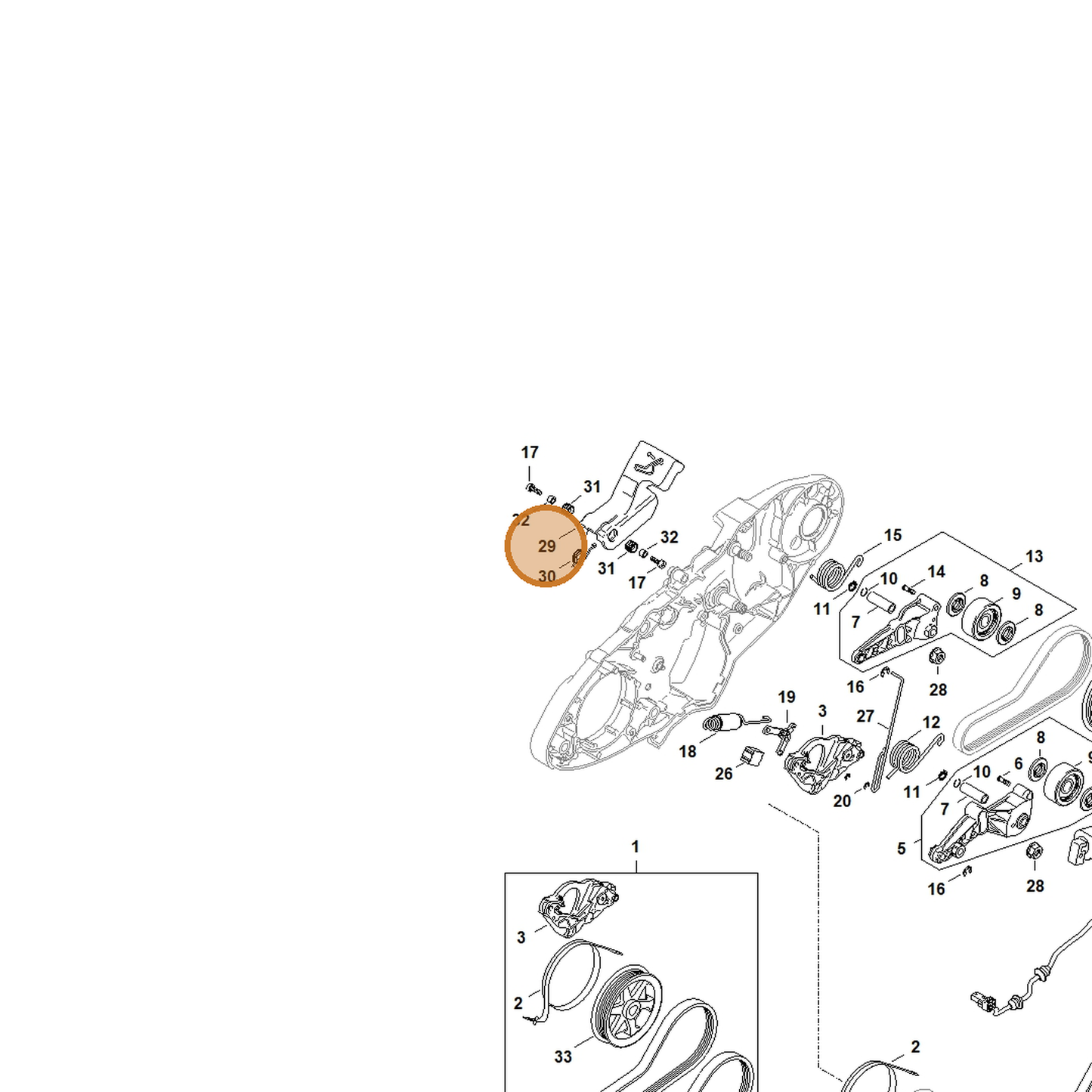 STIHL part 4238-692-0300 — IPL diagram snippet (6x zoom, amber highlight)