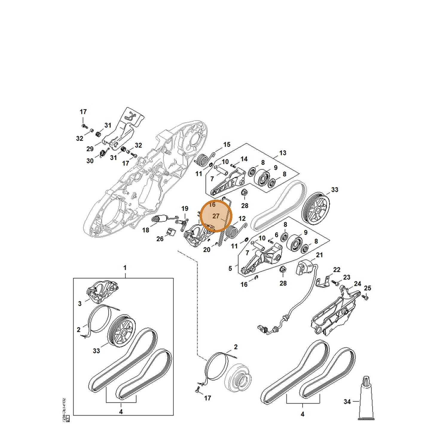STIHL part 4238-692-0400 — IPL diagram snippet (6x zoom, amber highlight)