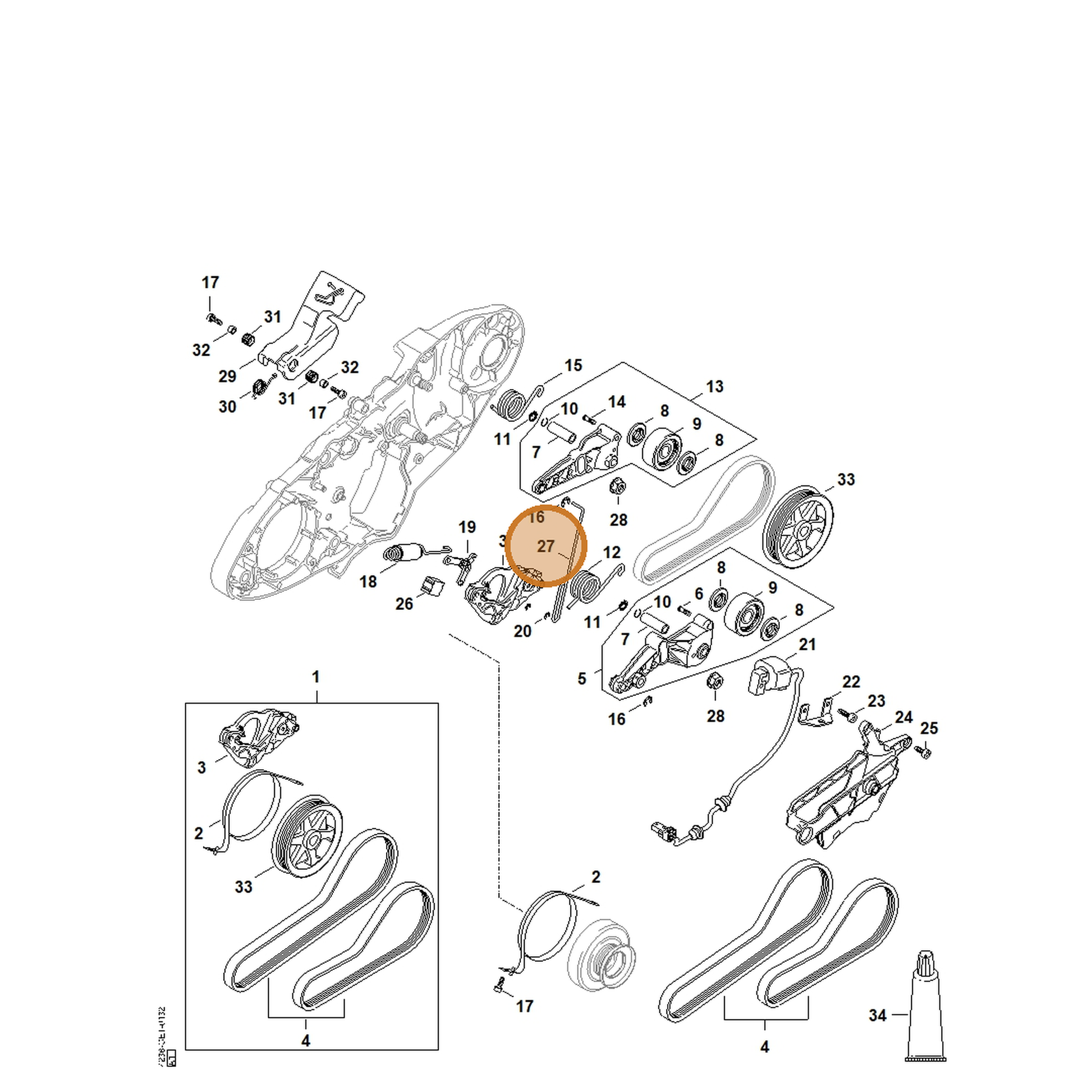 STIHL part 4238-692-0400 — IPL diagram snippet (6x zoom, amber highlight)