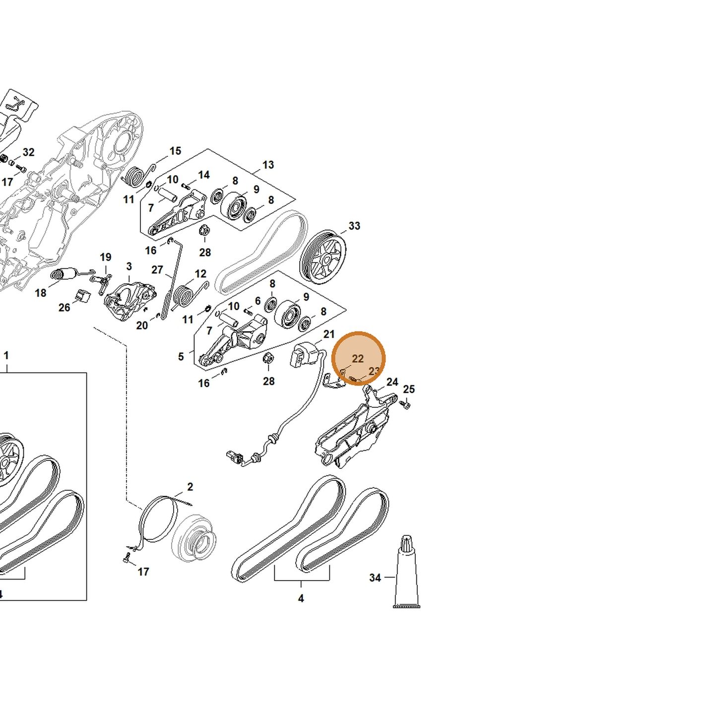 STIHL part 4238-692-0501 — IPL diagram snippet (6x zoom, amber highlight)