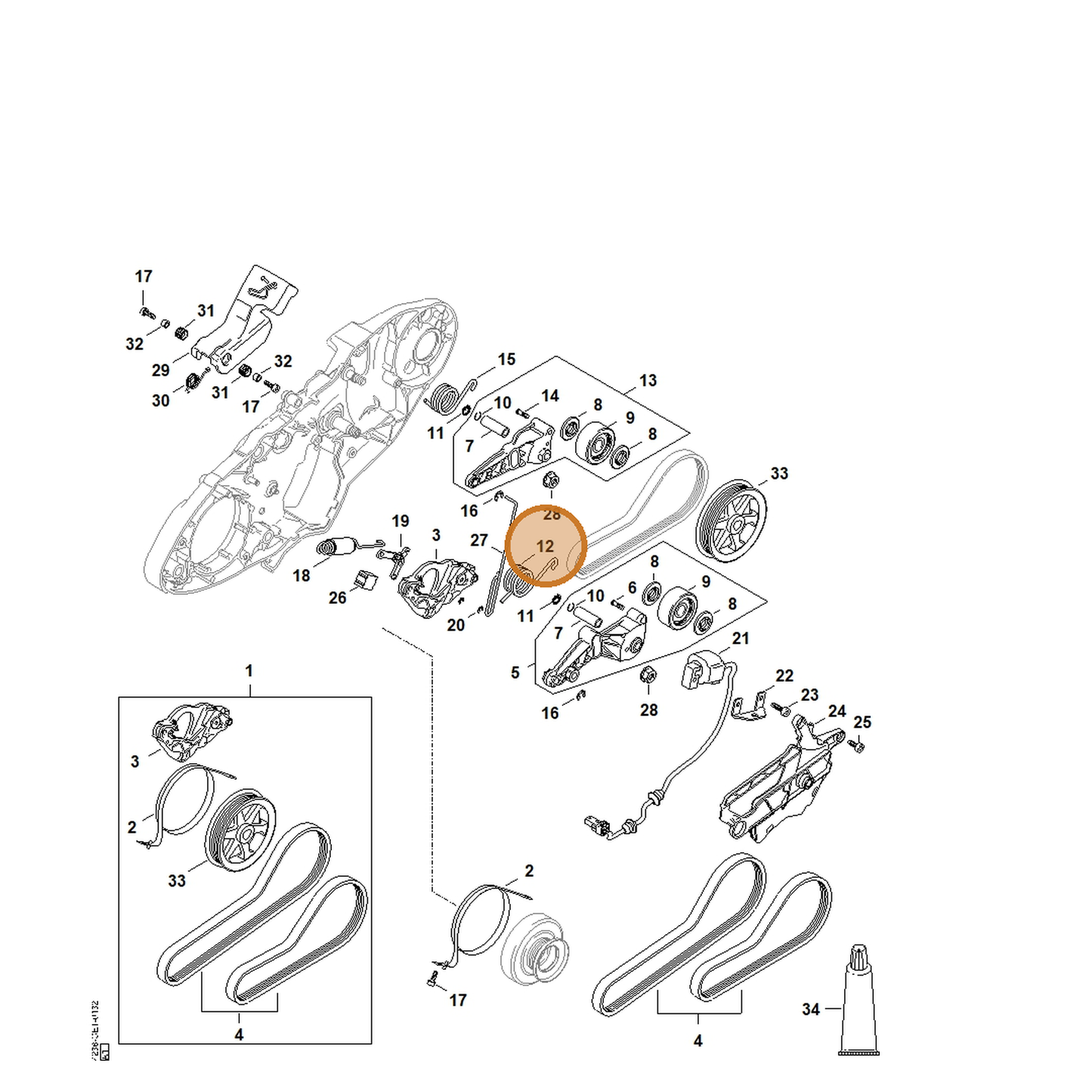 STIHL part 4238-692-0900 — IPL diagram snippet (6x zoom, amber highlight)