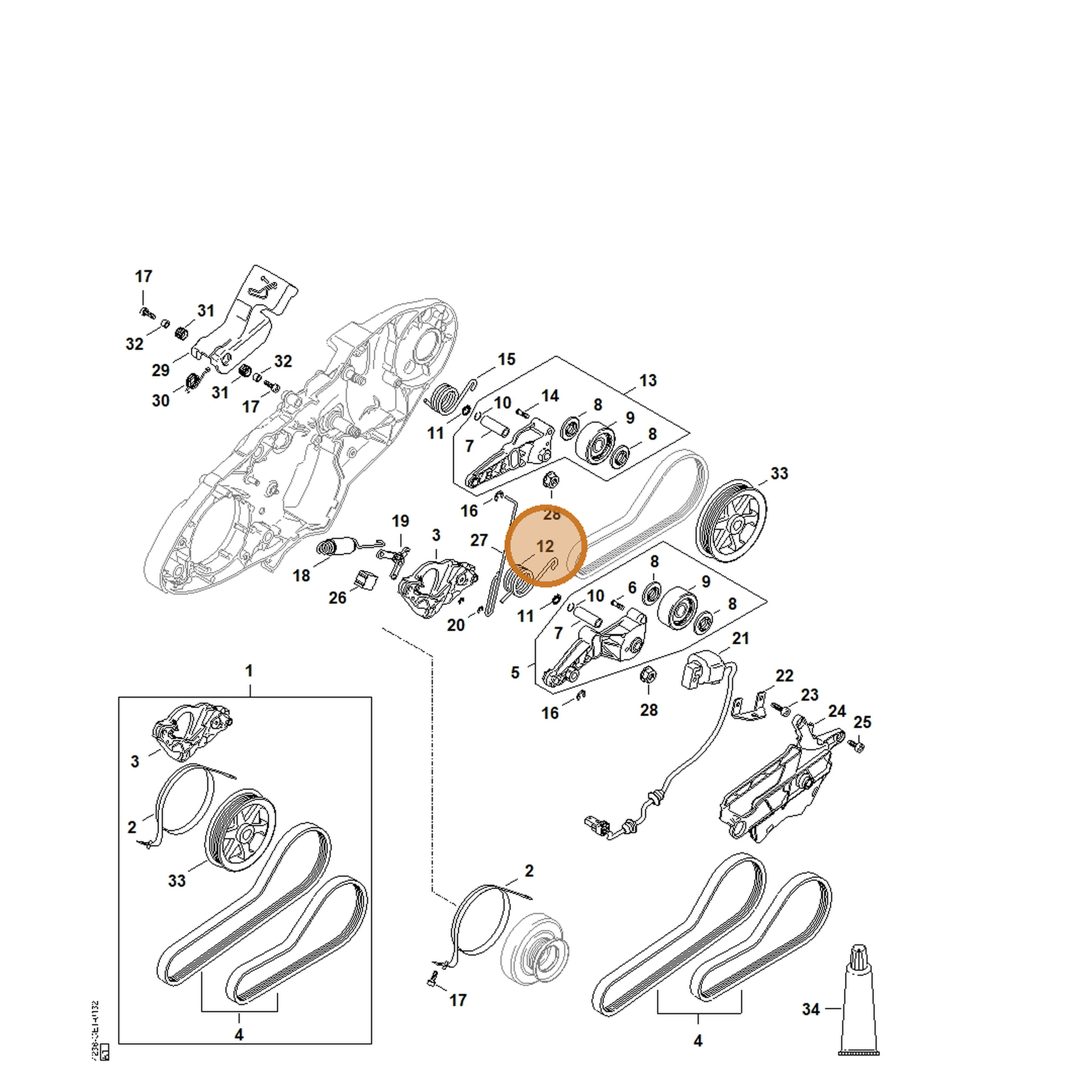 STIHL part 4238-692-0900 — IPL diagram snippet (6x zoom, amber highlight)