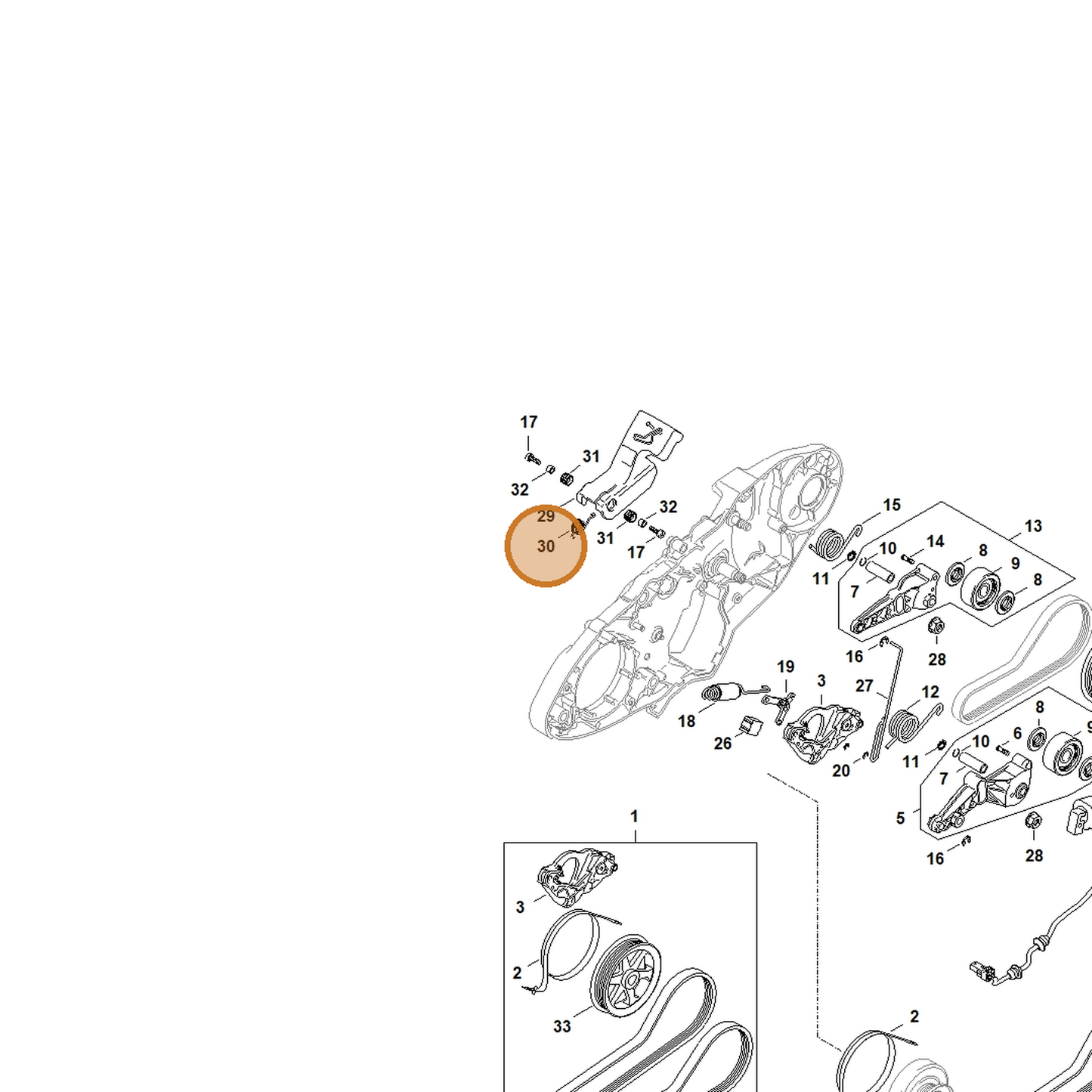 STIHL part 4238-692-0903 — IPL diagram snippet (6x zoom, amber highlight)
