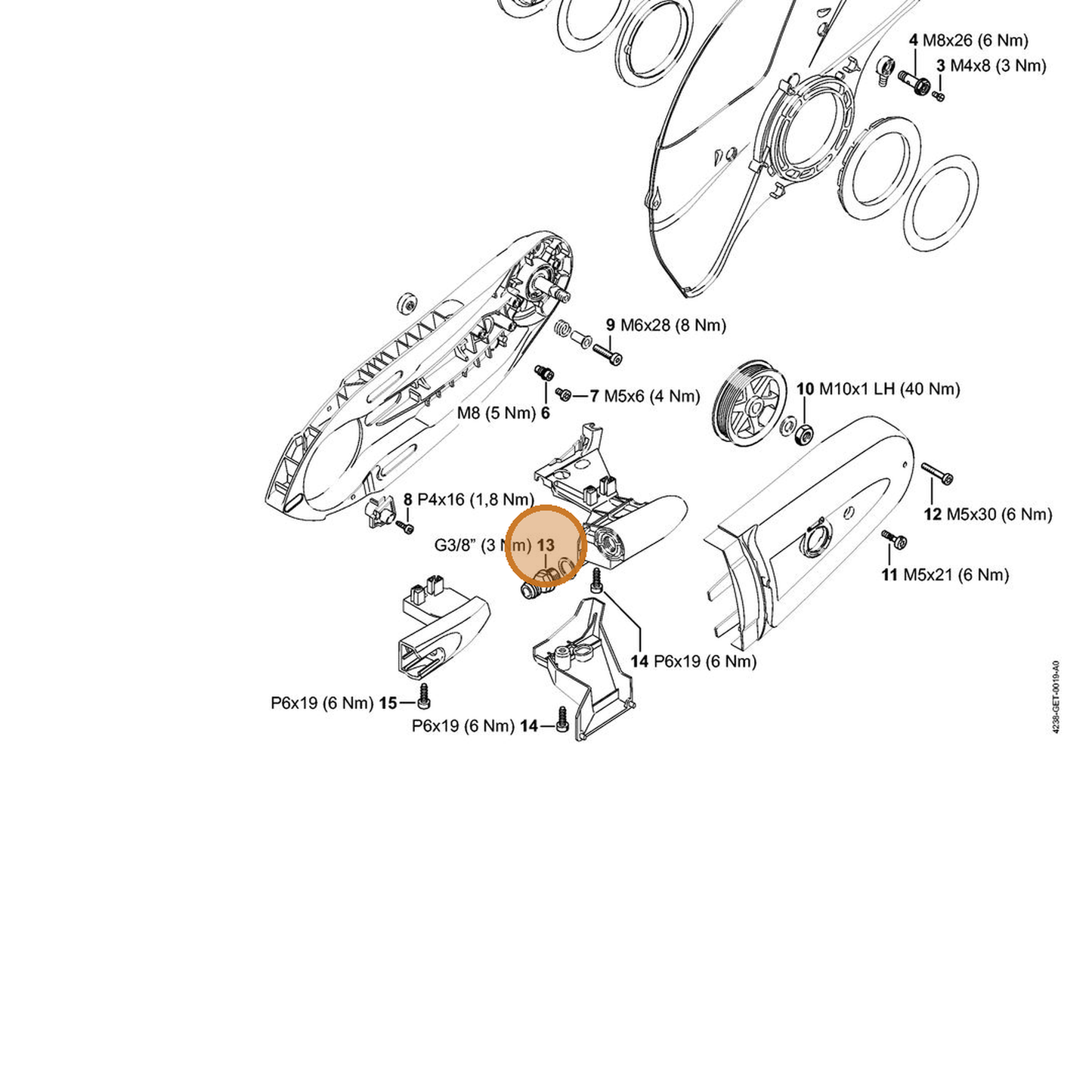 STIHL part 4238-700-7300 — IPL diagram snippet (6x zoom, amber highlight)