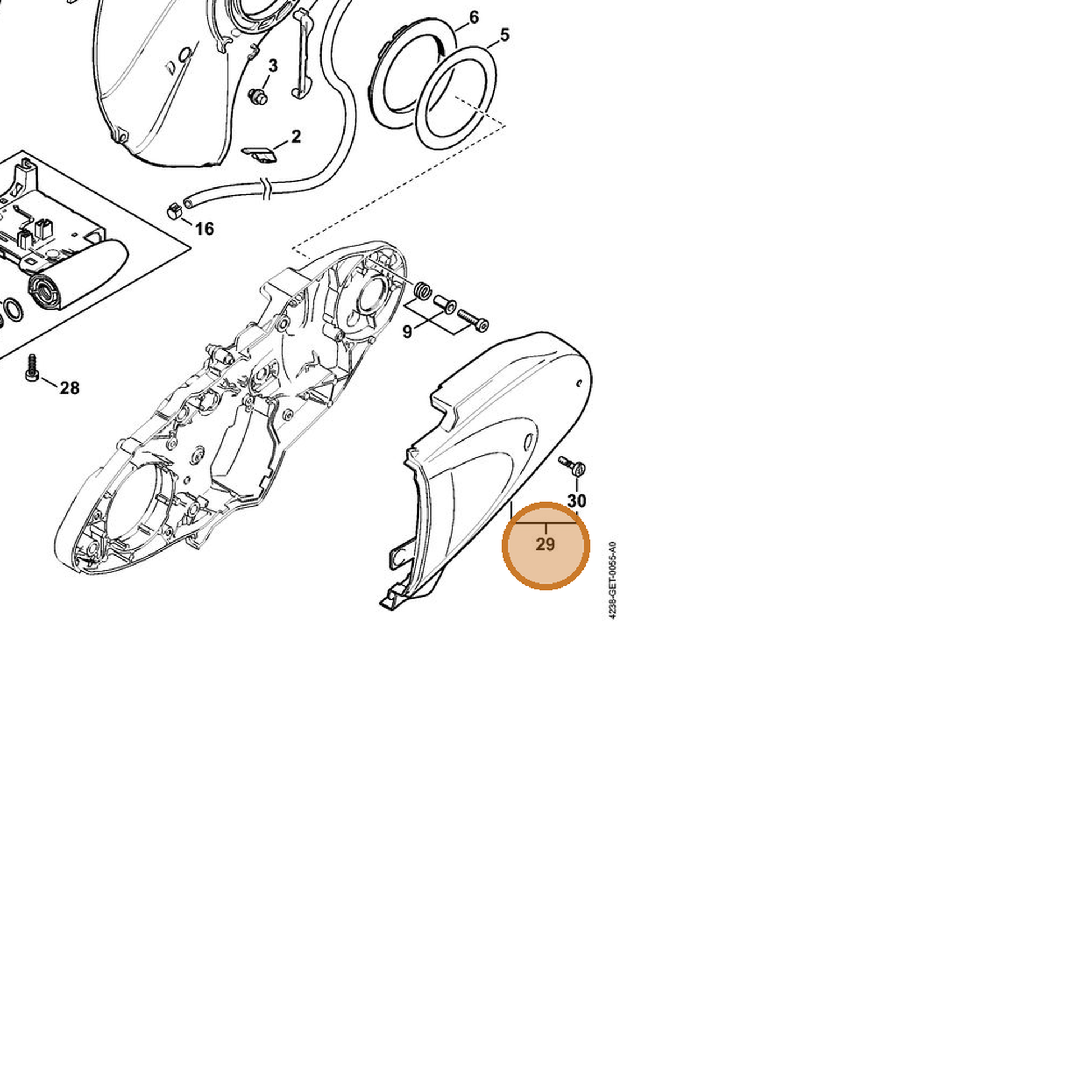 STIHL part 4238-700-8111 — IPL diagram snippet (6x zoom, amber highlight)
