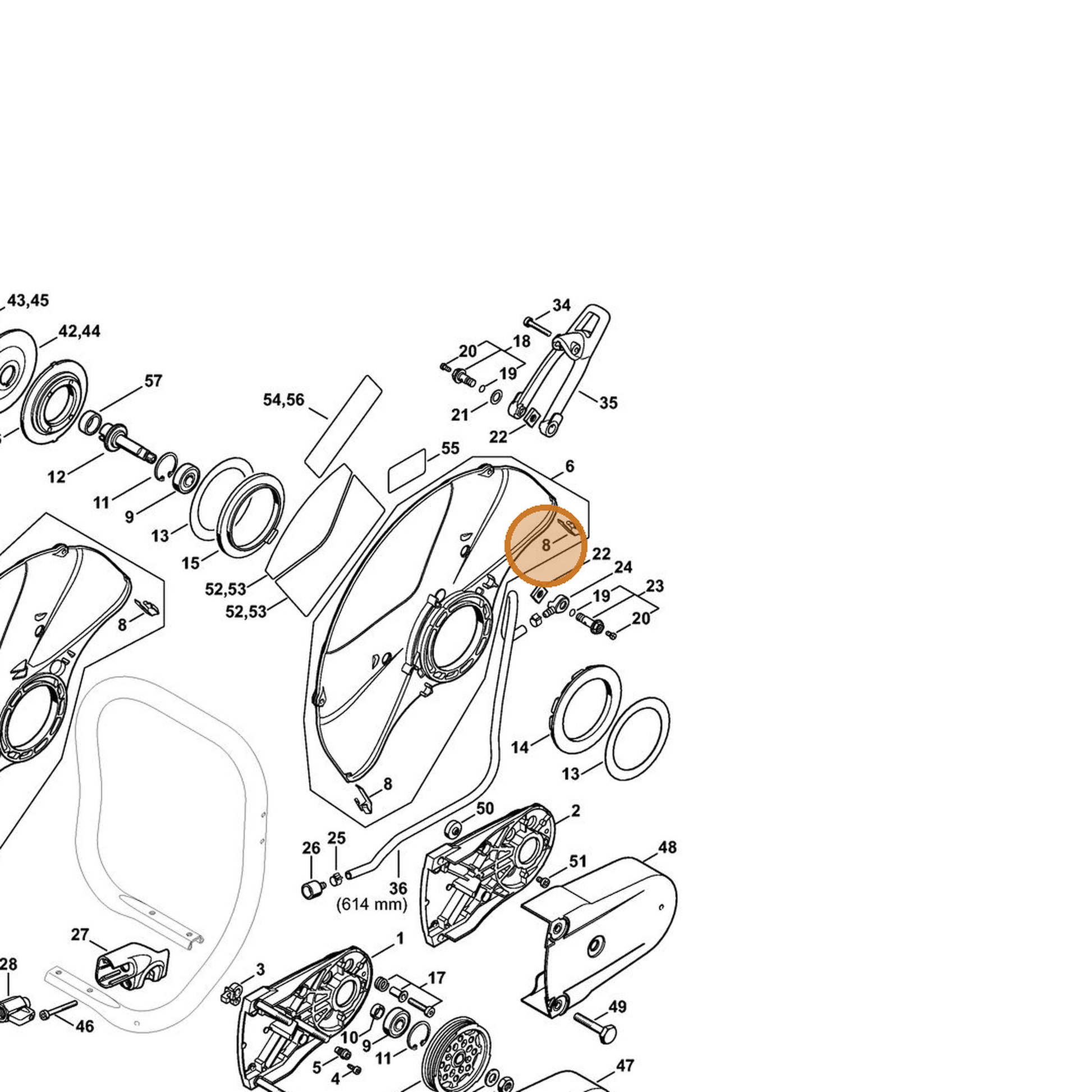 STIHL part 4238-706-0400 — IPL diagram snippet (6x zoom, amber highlight)