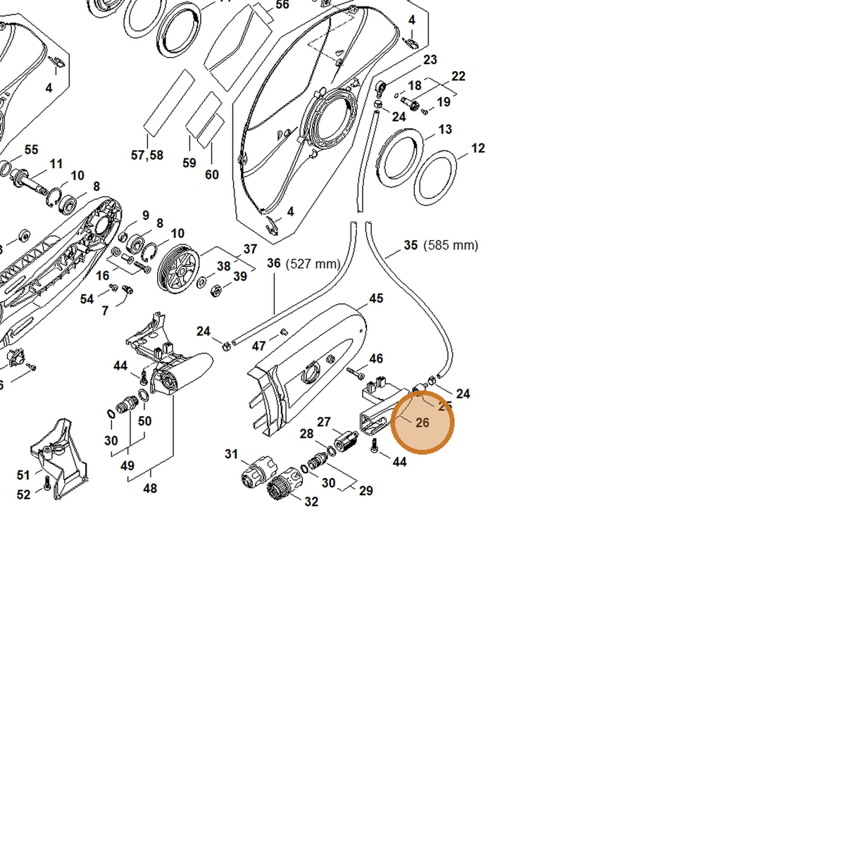 STIHL part 4238-708-8200 — IPL diagram snippet (6x zoom, amber highlight)