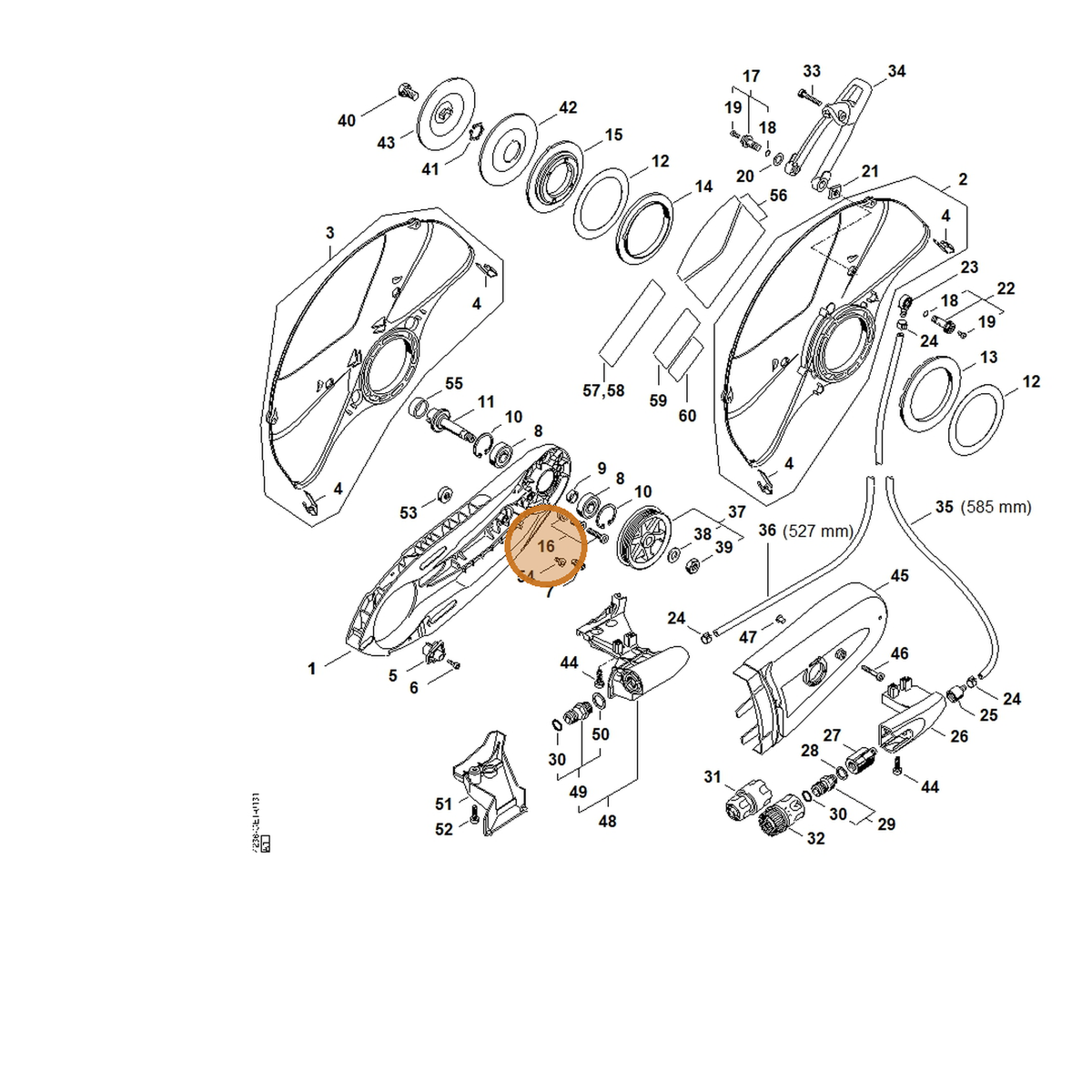 STIHL part 4238-710-9500 — IPL diagram snippet (6x zoom, amber highlight)