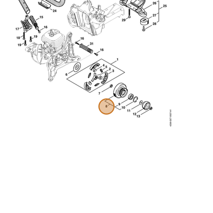 STIHL part 4238-760-8510 — IPL diagram snippet (6x zoom, amber highlight)