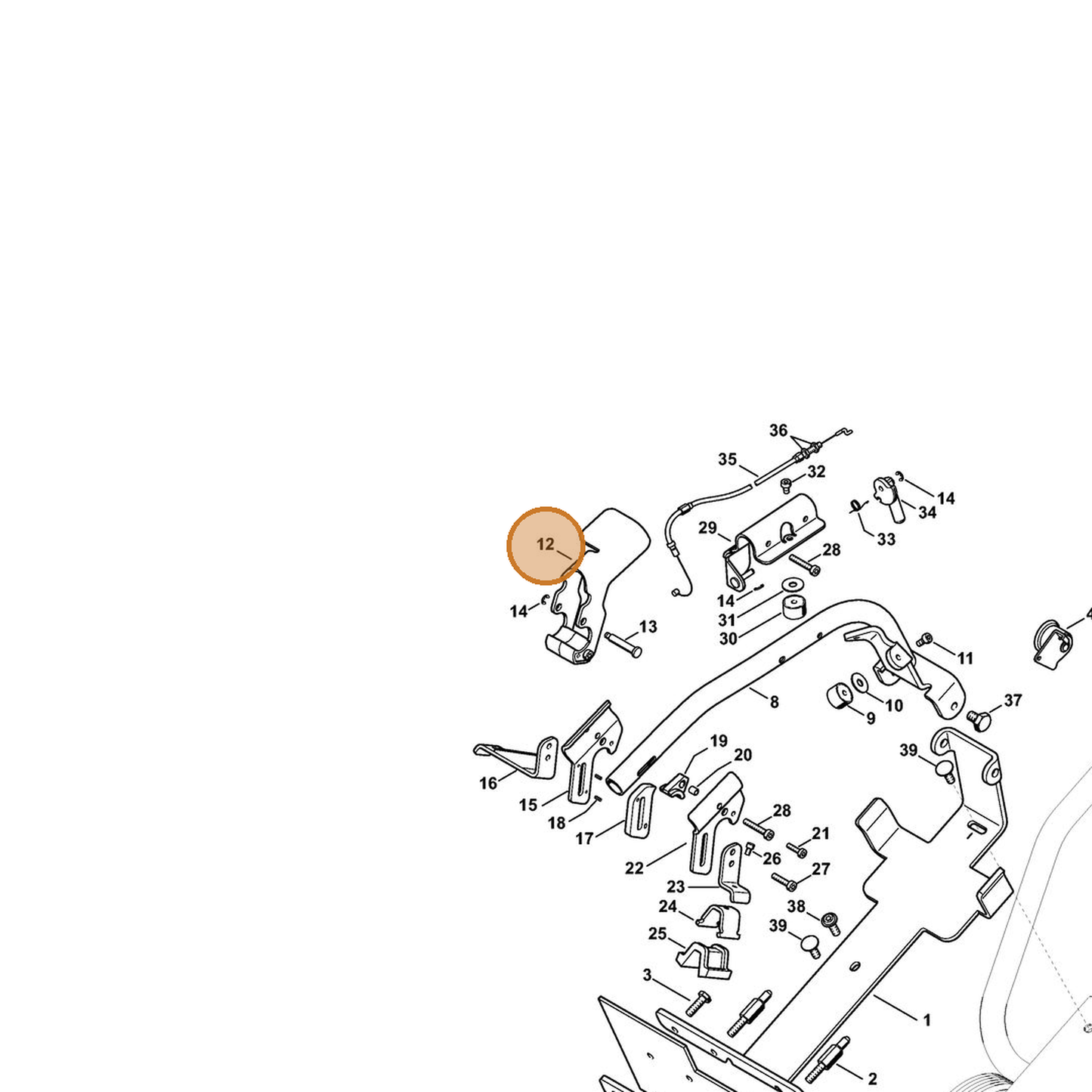 STIHL part 4238-790-2001 — IPL diagram snippet (6x zoom, amber highlight)