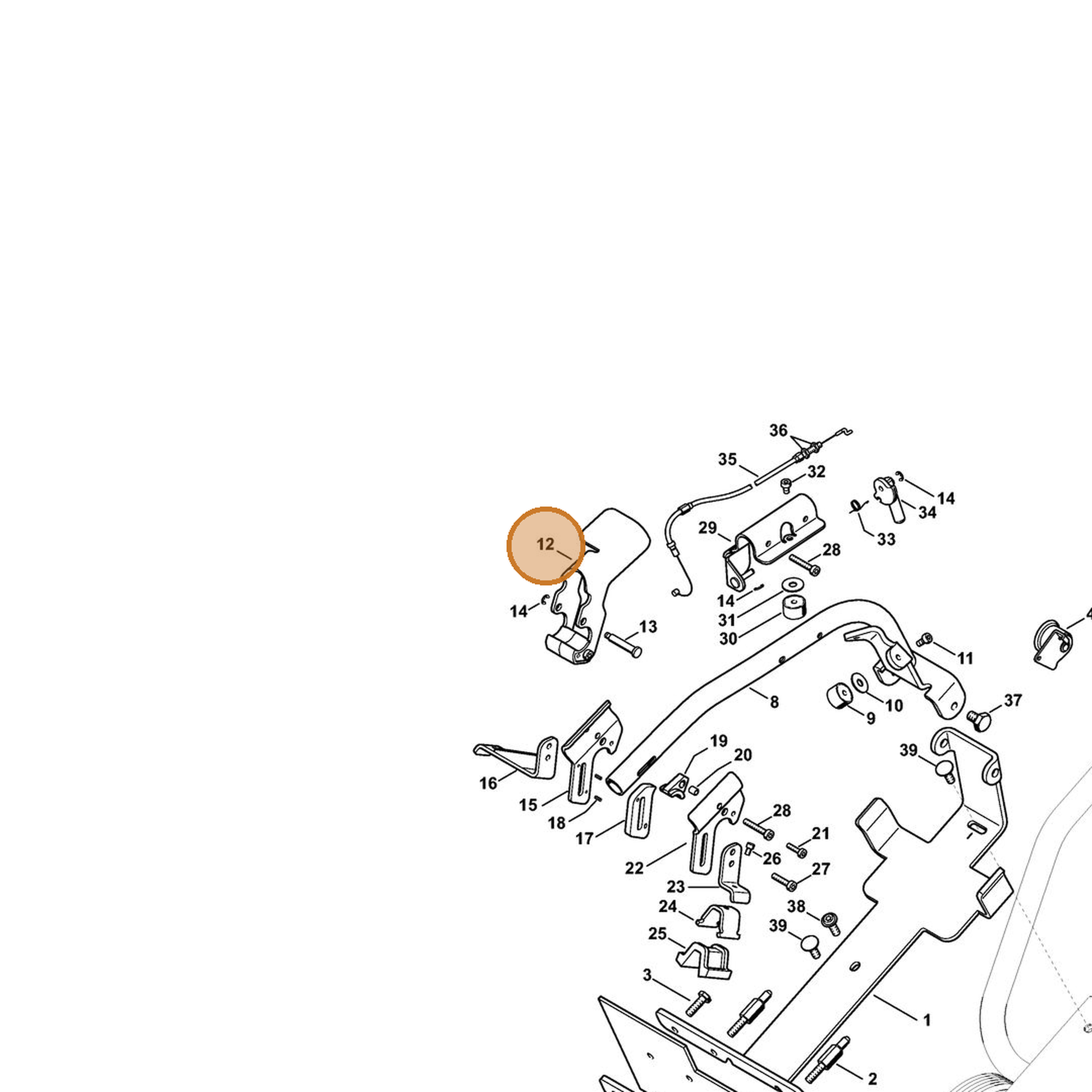 STIHL part 4238-790-2001 — IPL diagram snippet (6x zoom, amber highlight)