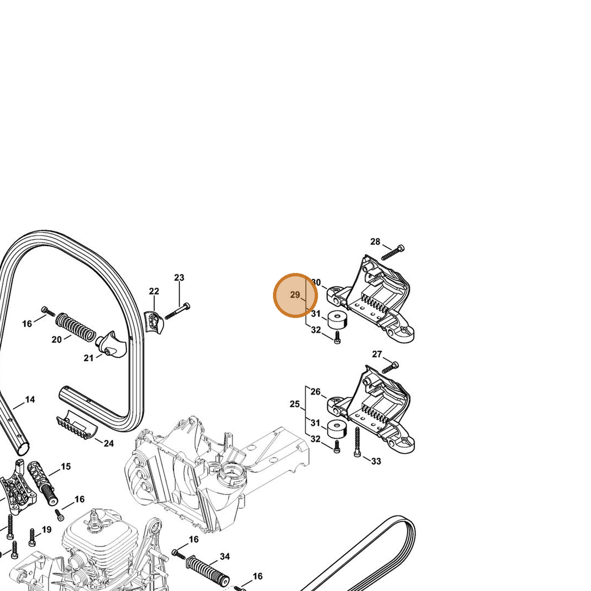 STIHL part 4238-790-7600 — IPL diagram snippet (6x zoom, amber highlight)