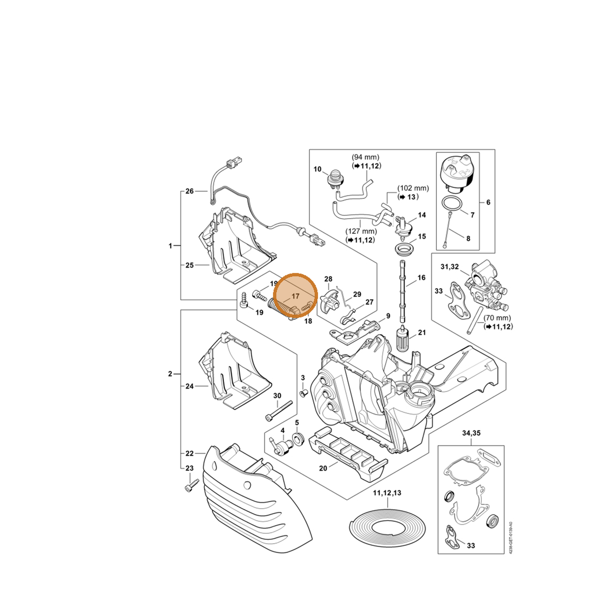 STIHL part 4238-790-8300 — IPL diagram snippet (6x zoom, amber highlight)