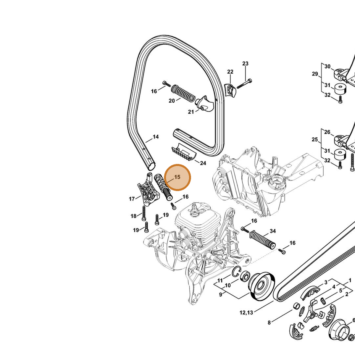 STIHL part 4238-790-8301 — IPL diagram snippet (6x zoom, amber highlight)