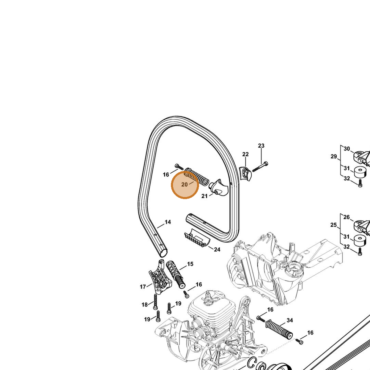 STIHL part 4238-790-8302 — IPL diagram snippet (6x zoom, amber highlight)