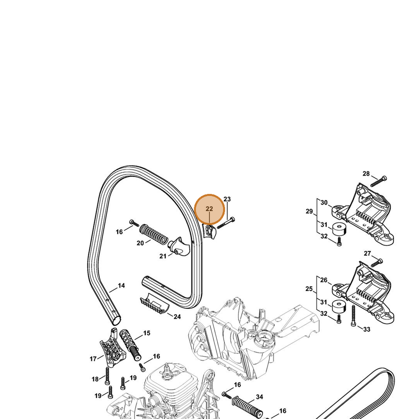 STIHL part 4238-791-0900 — IPL diagram snippet (6x zoom, amber highlight)