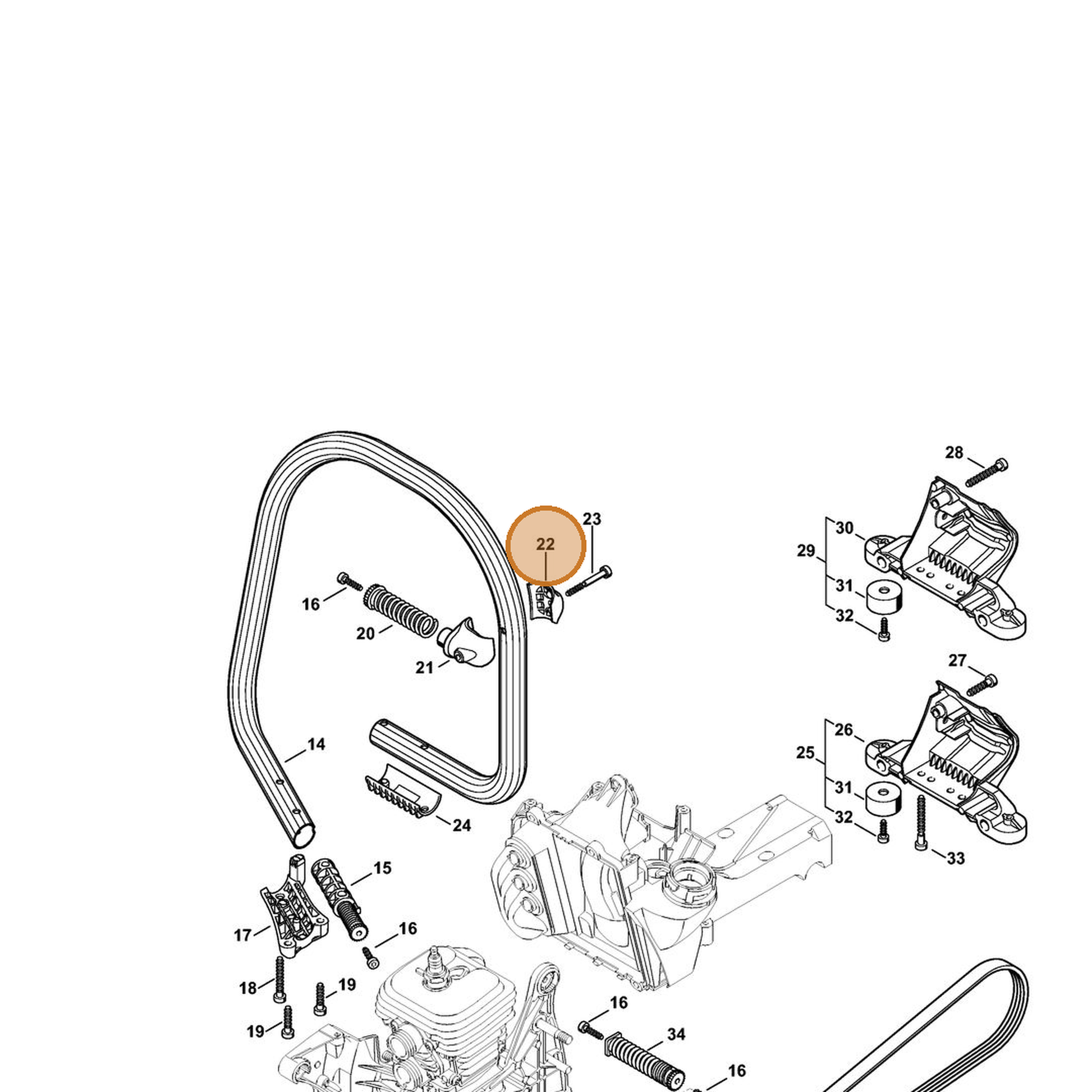 STIHL part 4238-791-0900 — IPL diagram snippet (6x zoom, amber highlight)