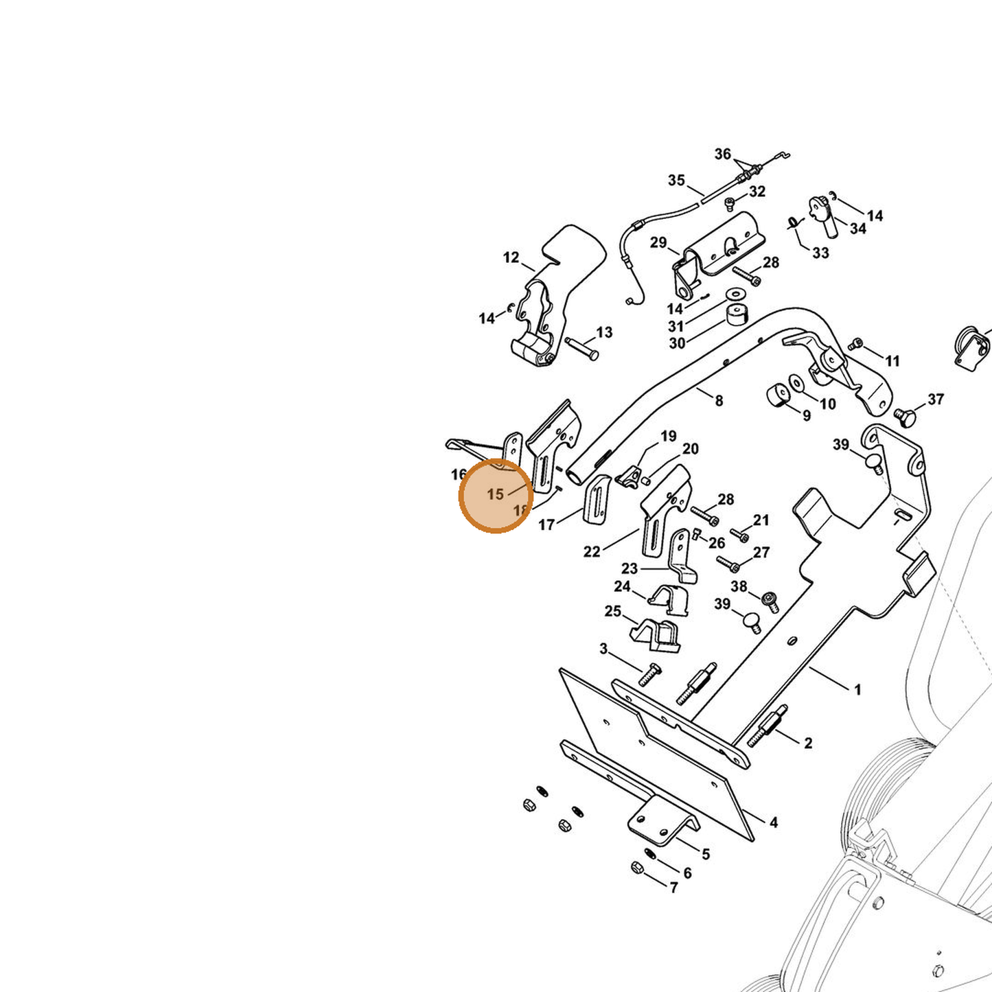 STIHL part 4238-791-0901 — IPL diagram snippet (6x zoom, amber highlight)
