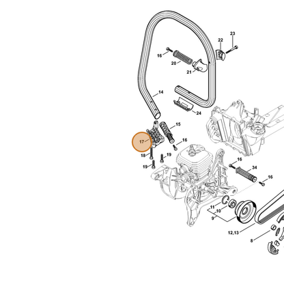 STIHL part 4238-791-0910 — IPL diagram snippet (6x zoom, amber highlight)