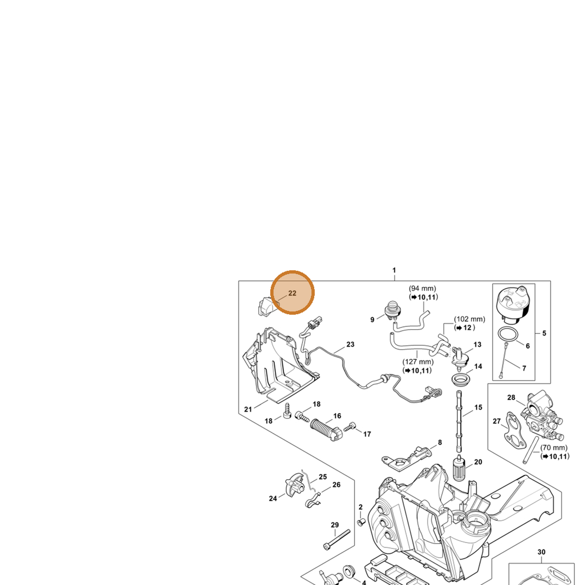 STIHL part 4238-791-5900 — IPL diagram snippet (6x zoom, amber highlight)
