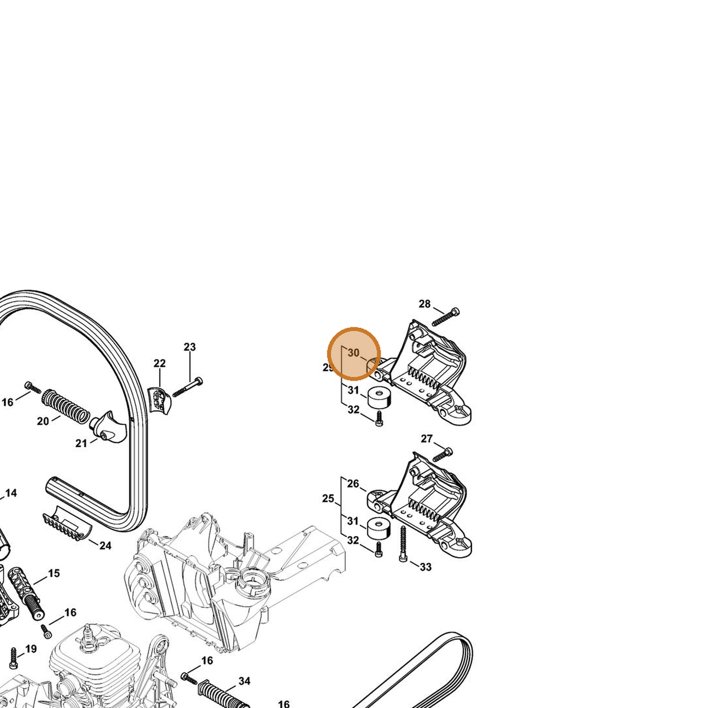STIHL part 4238-791-7601 — IPL diagram snippet (6x zoom, amber highlight)