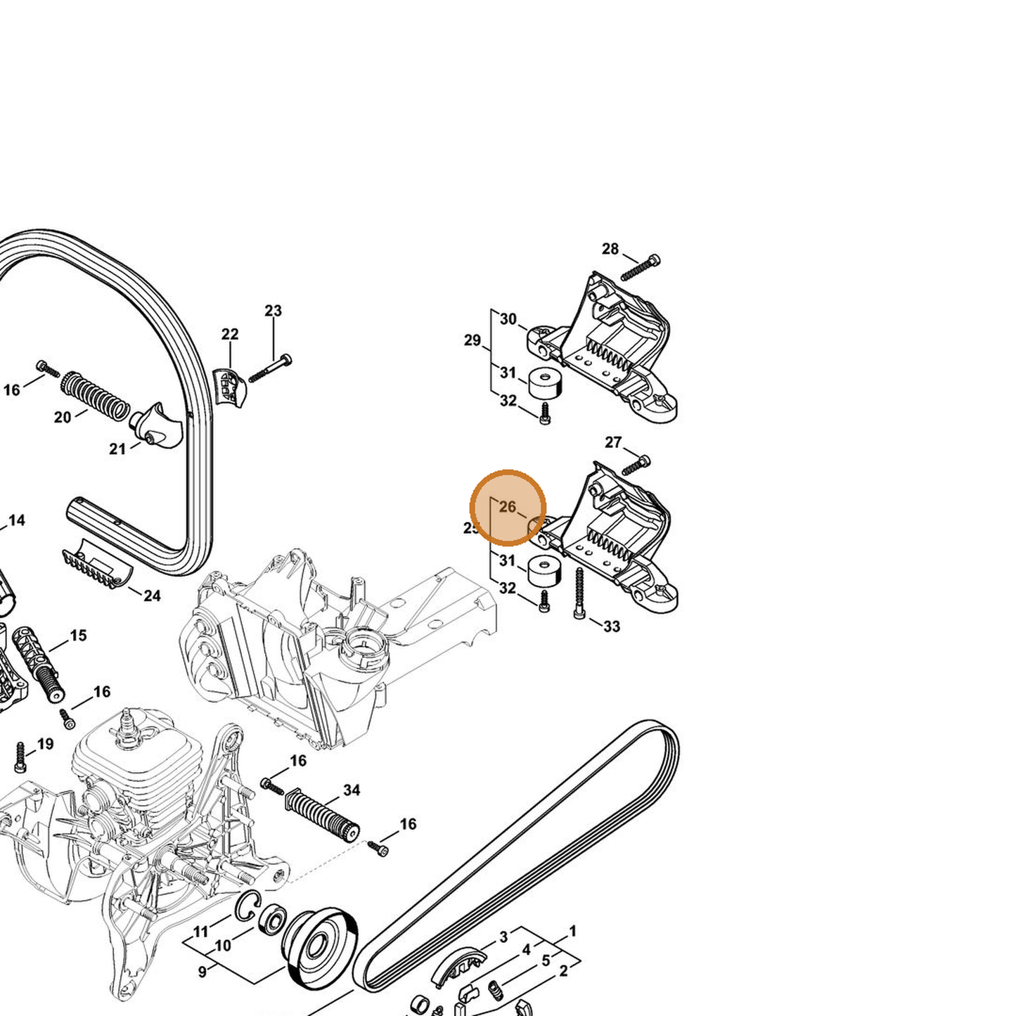 STIHL part 4238-791-7605 — IPL diagram snippet (6x zoom, amber highlight)