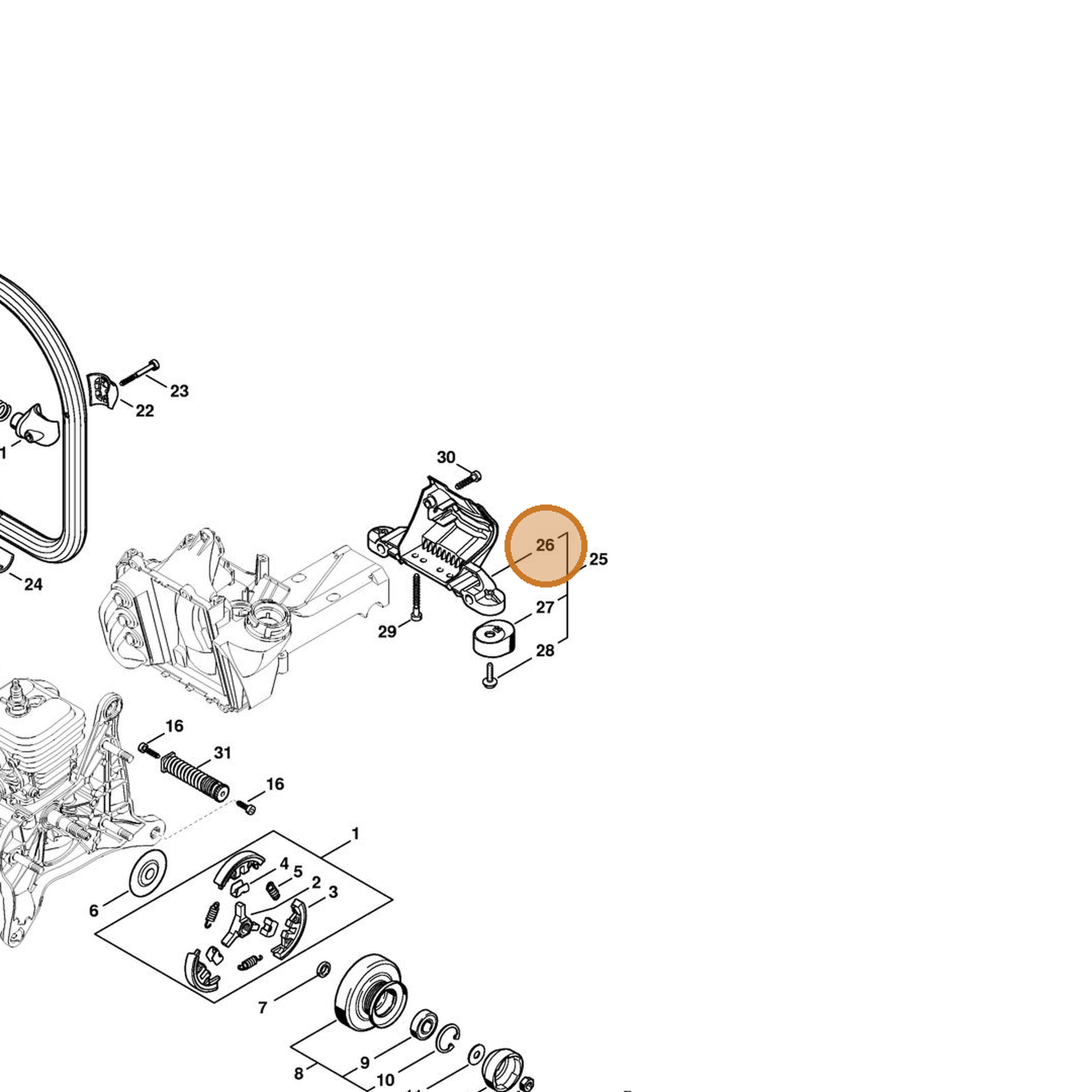 STIHL part 4238-791-7606 — IPL diagram snippet (6x zoom, amber highlight)