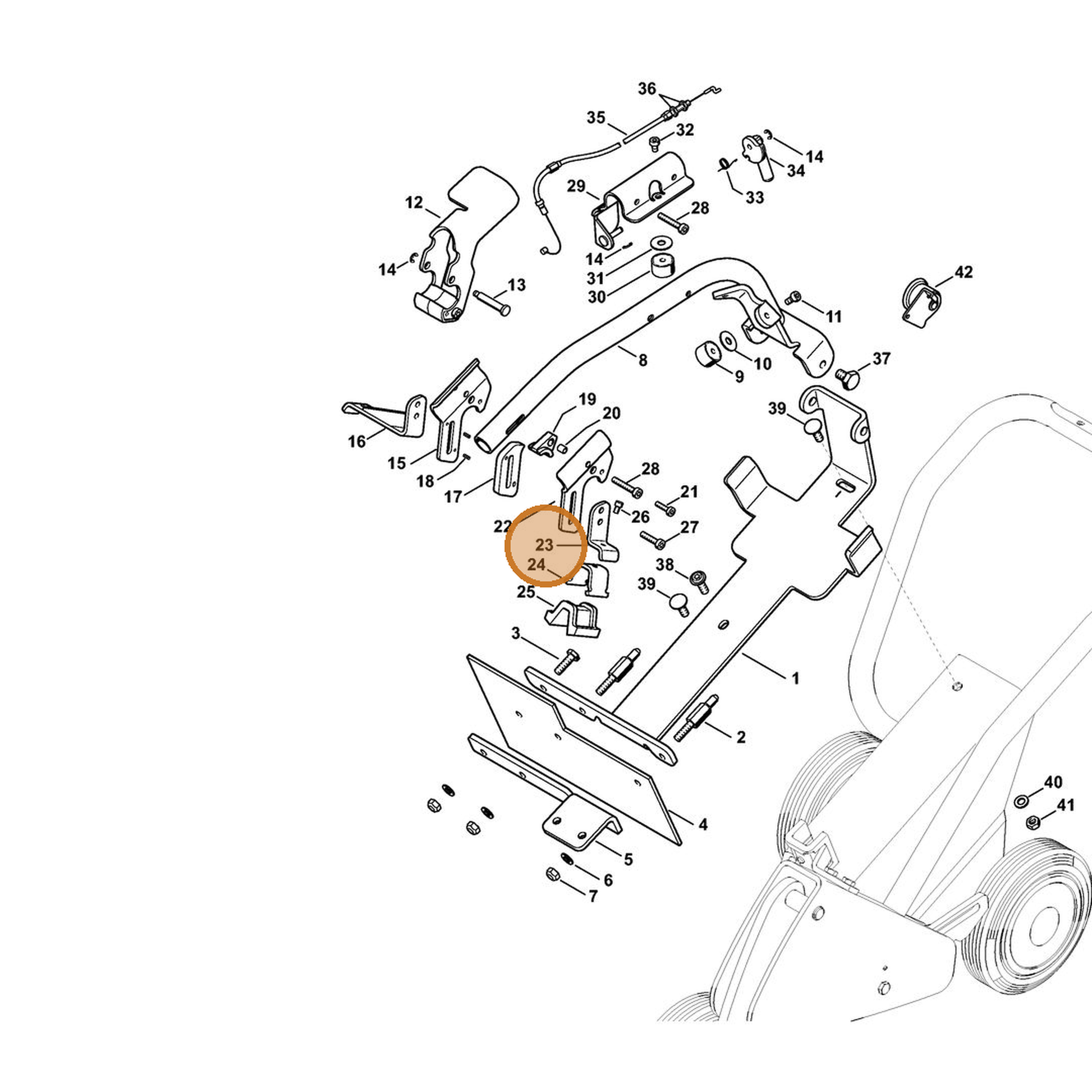 STIHL part 4238-792-0300 — IPL diagram snippet (6x zoom, amber highlight)