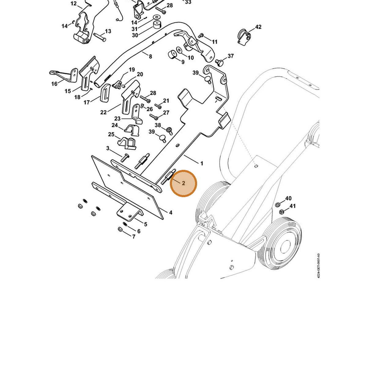 STIHL part 4238-792-4100 — IPL diagram snippet (6x zoom, amber highlight)