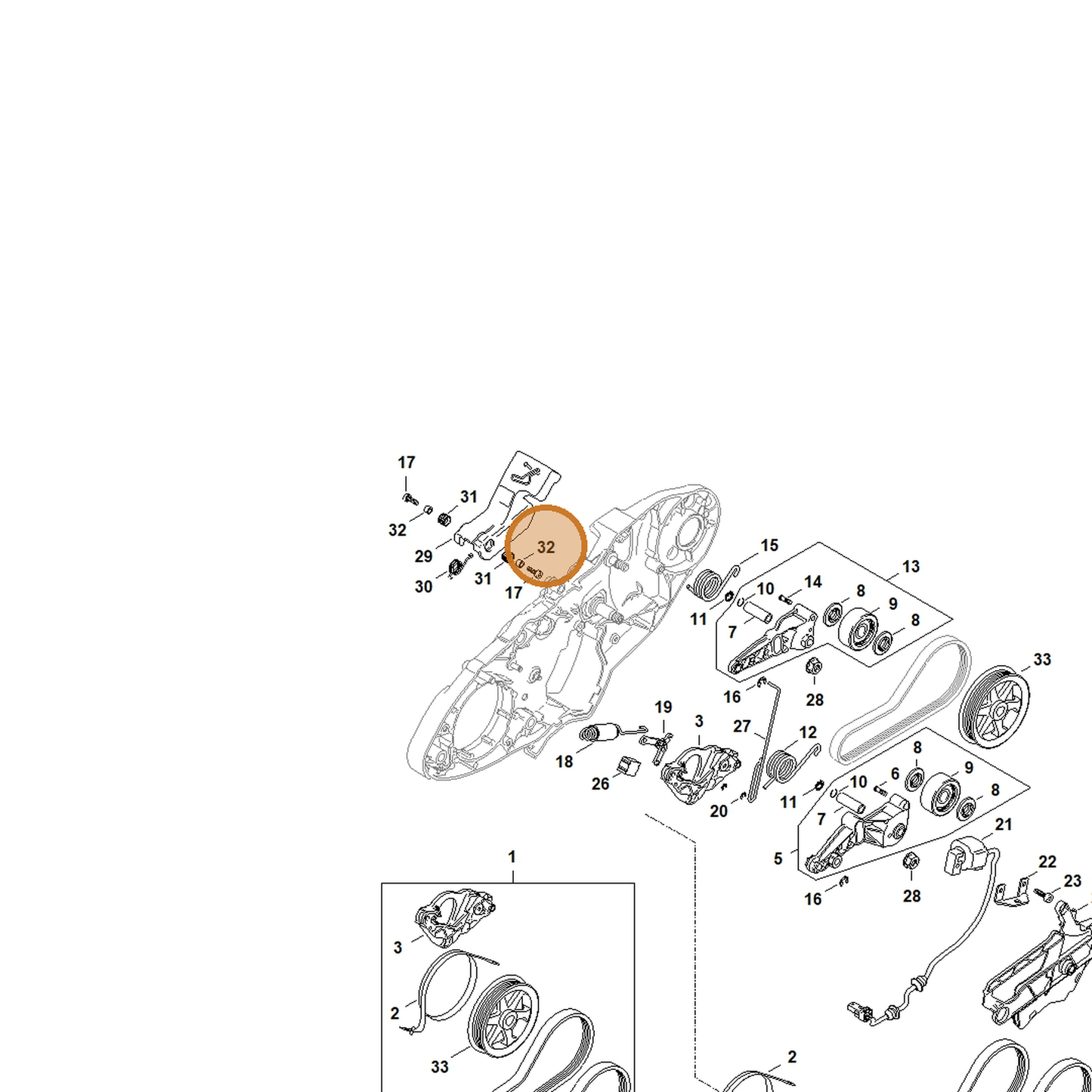 STIHL part 4238-792-5500 — IPL diagram snippet (6x zoom, amber highlight)