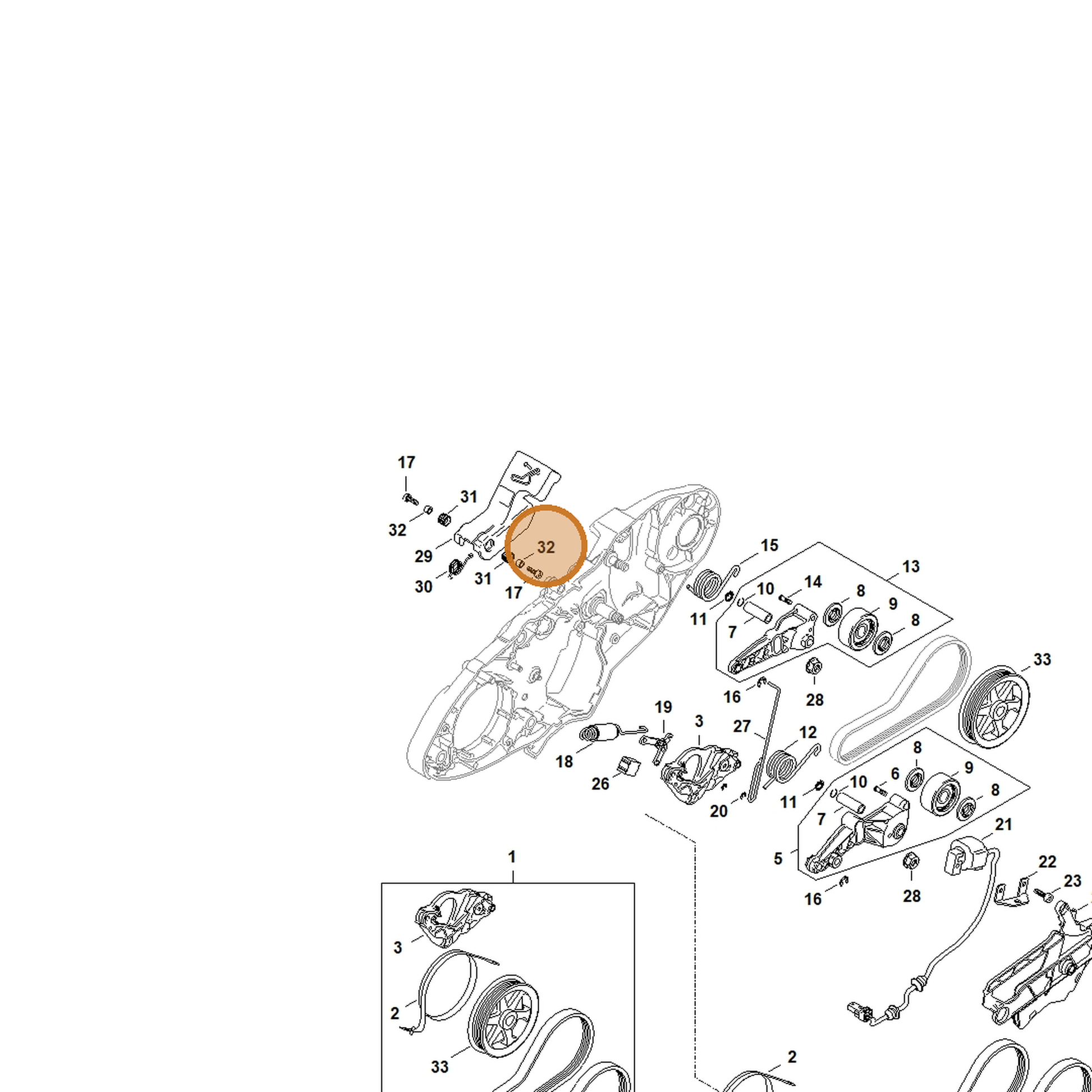 STIHL part 4238-792-5500 — IPL diagram snippet (6x zoom, amber highlight)