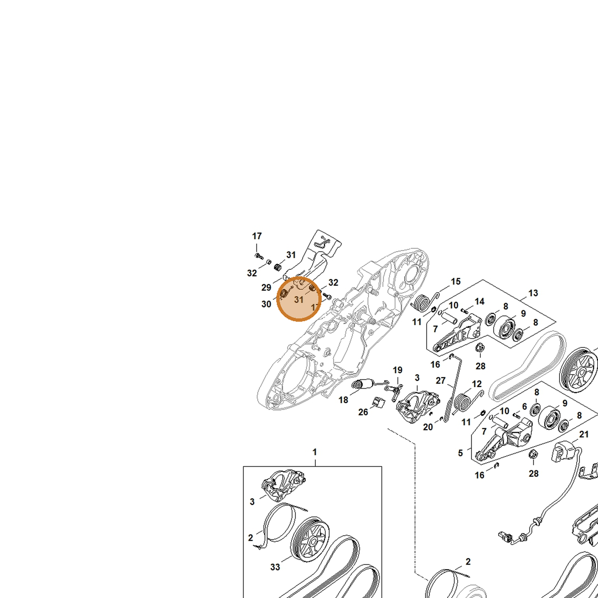 STIHL part 4238-792-5501 — IPL diagram snippet (6x zoom, amber highlight)