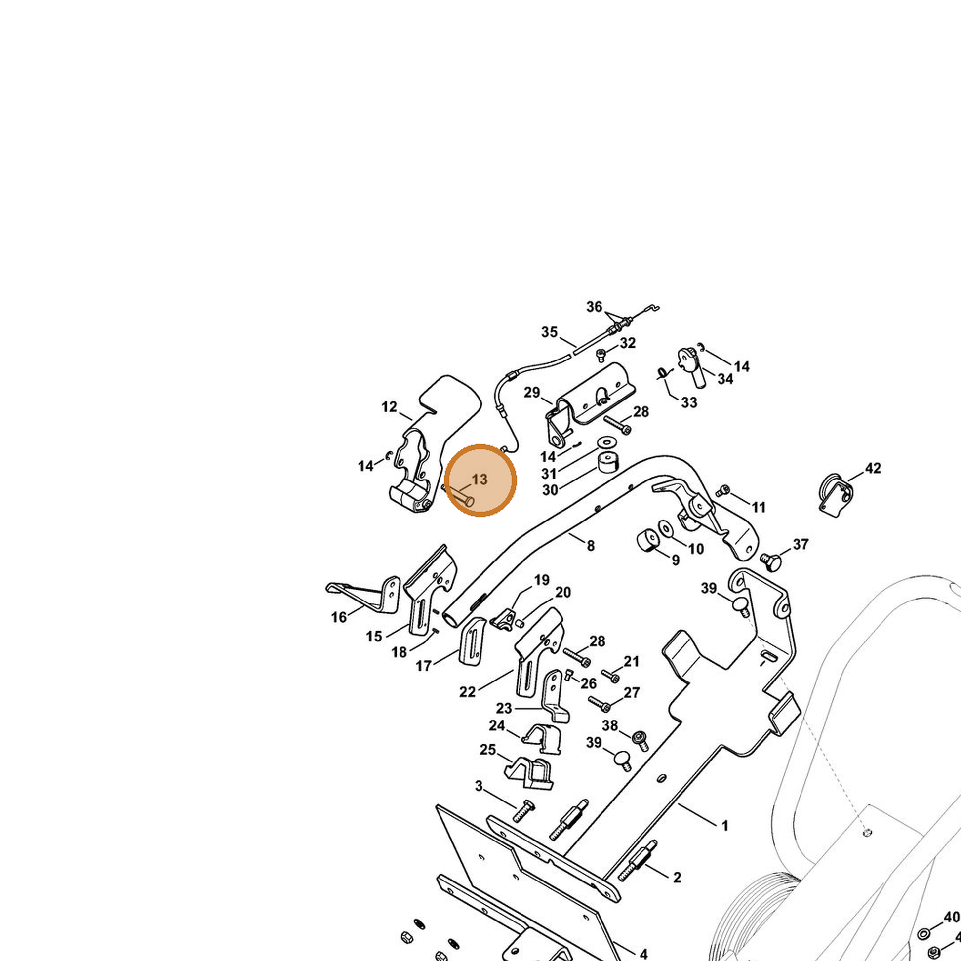 STIHL part 4238-793-2500 — IPL diagram snippet (6x zoom, amber highlight)