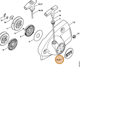 STIHL part 4238-967-1501 — IPL diagram snippet (6x zoom, amber highlight)