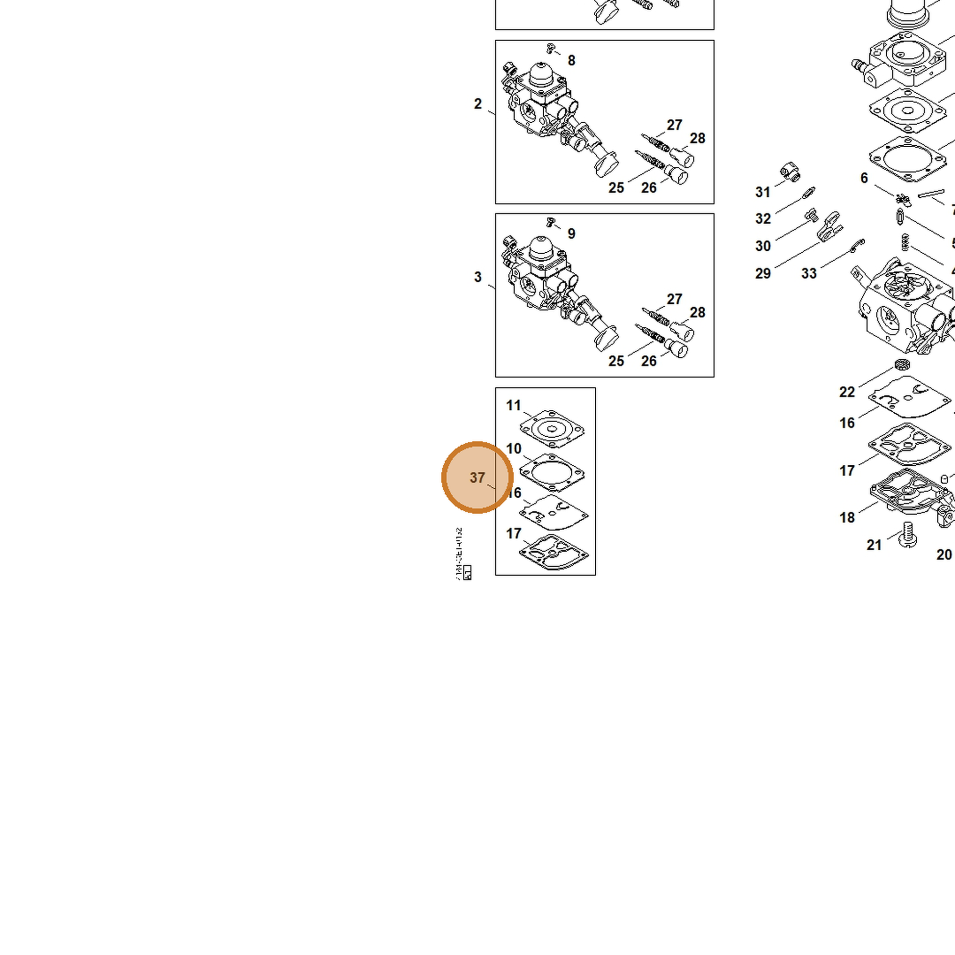STIHL part 4241-007-1700 — IPL diagram snippet (6x zoom, amber highlight)