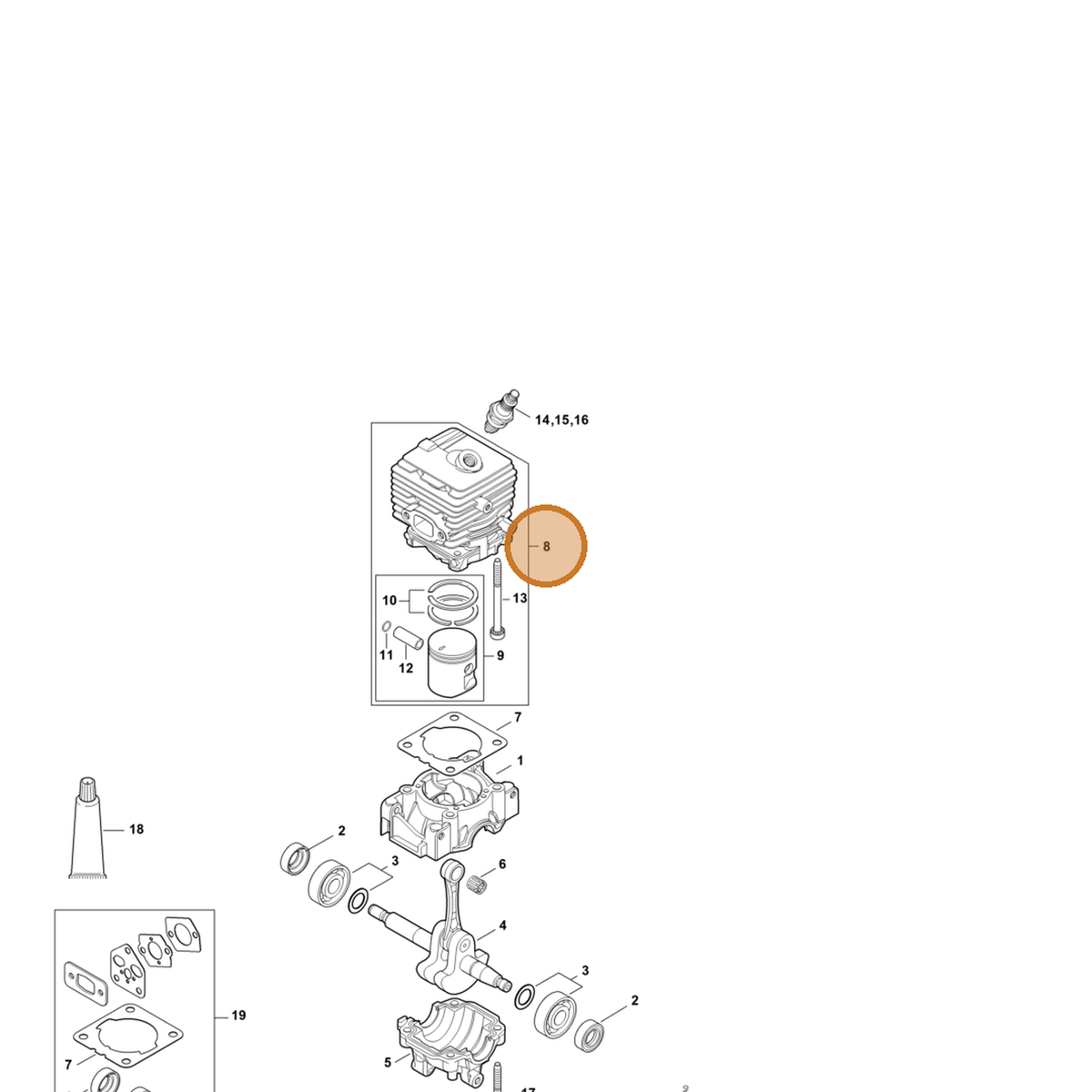 STIHL part 4241-020-1201 — IPL diagram snippet (6x zoom, amber highlight)