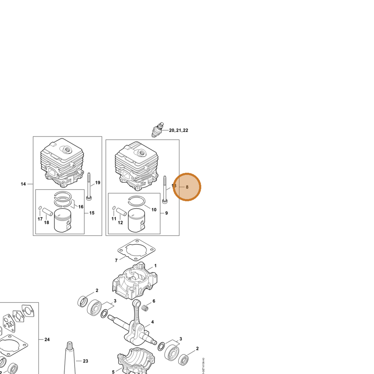 STIHL part 4241-020-1204 — IPL diagram snippet (6x zoom, amber highlight)