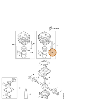 STIHL part 4241-030-2007 — IPL diagram snippet (6x zoom, amber highlight)