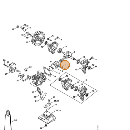STIHL part 4241-034-1500 — IPL diagram snippet (6x zoom, amber highlight)