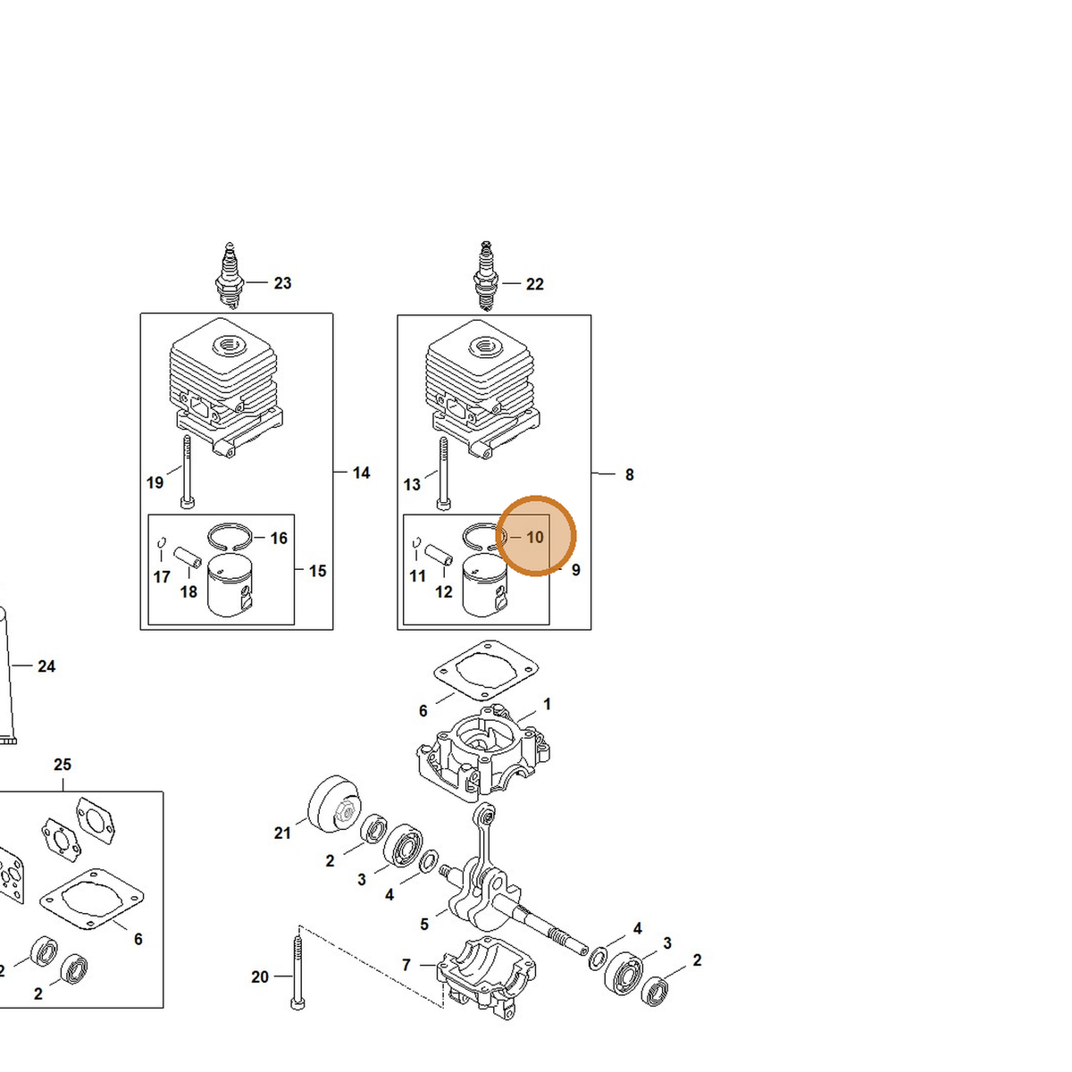 STIHL part 4241-034-3000 — IPL diagram snippet (6x zoom, amber highlight)