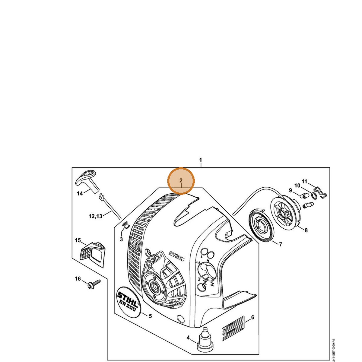 STIHL part 4241-080-1806 — IPL diagram snippet (6x zoom, amber highlight)