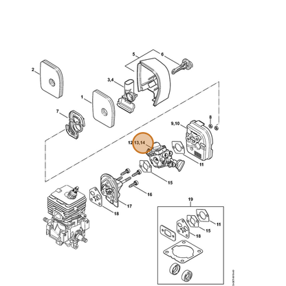 STIHL part 4241-120-0608 — IPL diagram snippet (6x zoom, amber highlight)