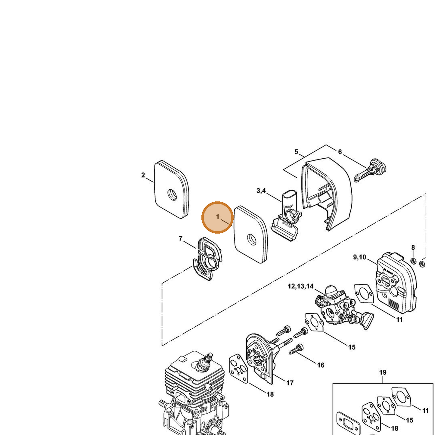 STIHL part 4241-120-1800 — IPL diagram snippet (6x zoom, amber highlight)