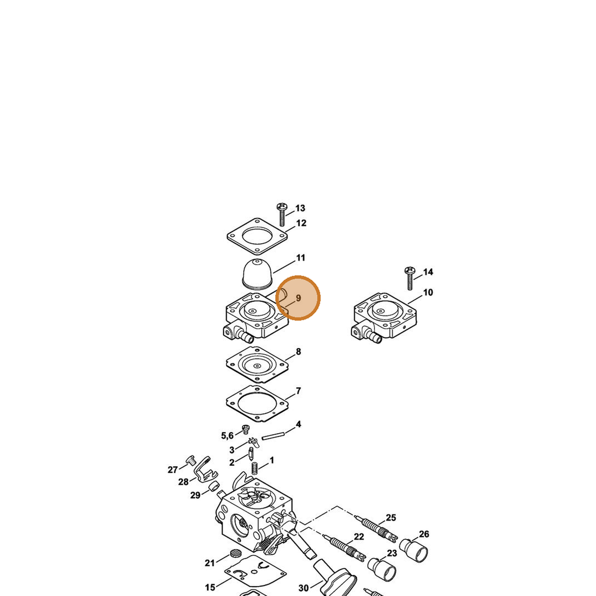 STIHL part 4241-120-2202 — IPL diagram snippet (6x zoom, amber highlight)