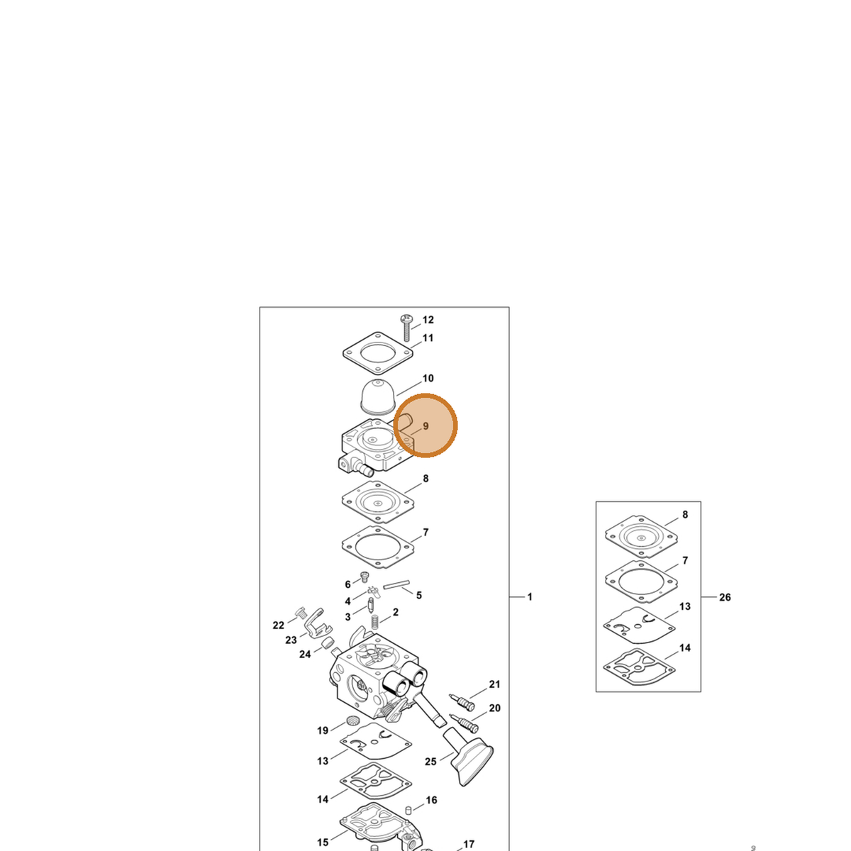 STIHL part 4241-120-2206 — IPL diagram snippet (6x zoom, amber highlight)