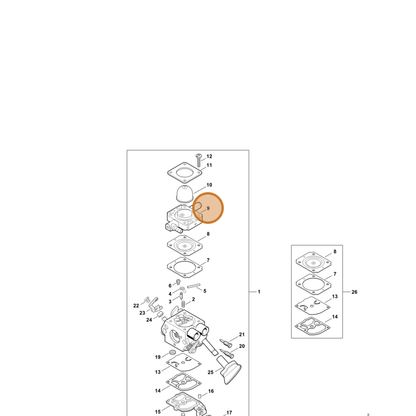 STIHL part 4241-120-2206 — IPL diagram snippet (6x zoom, amber highlight)