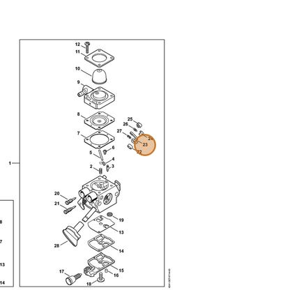 STIHL part 4241-121-3501 — IPL diagram snippet (6x zoom, amber highlight)