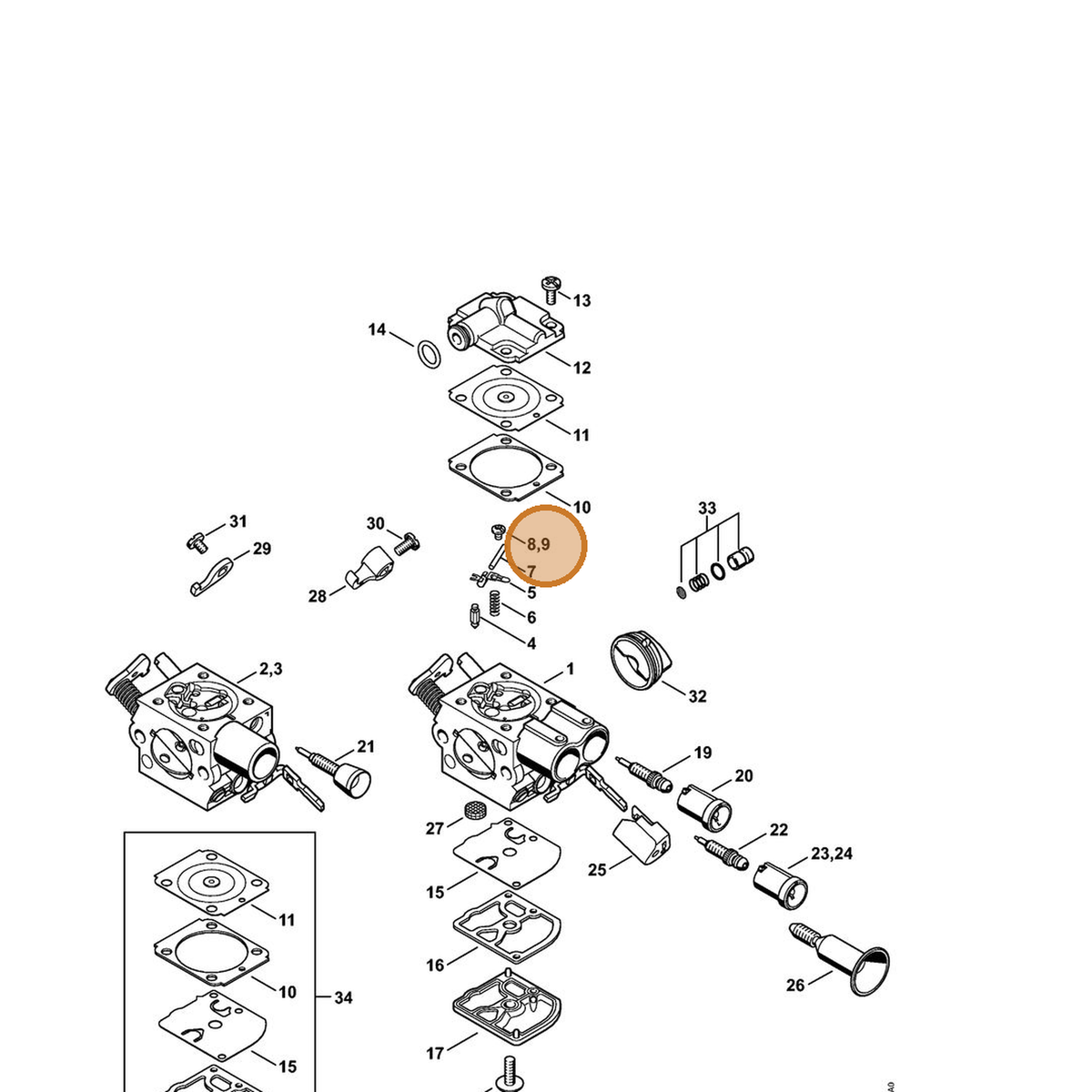 STIHL part 4241-122-6600 — IPL diagram snippet (6x zoom, amber highlight)